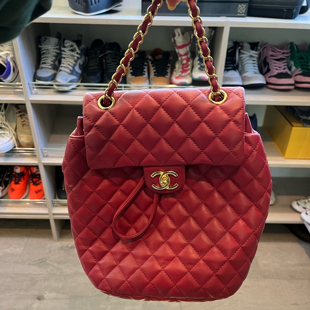 Chanel Quilted Mini Backpack in coral